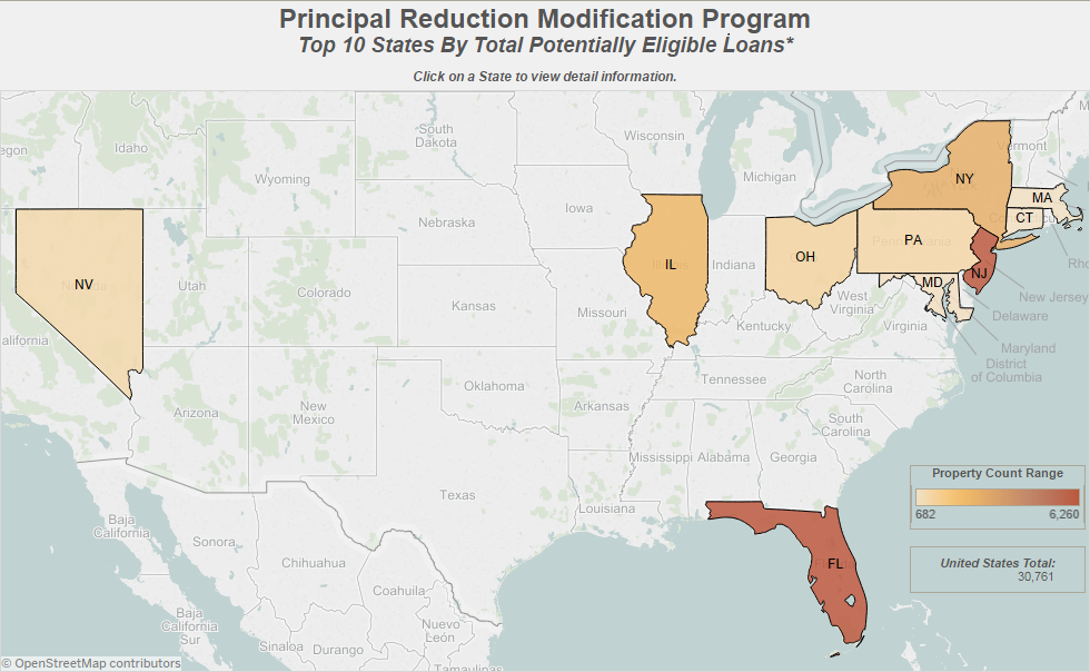 Principal Reduction Modification Map of USA
