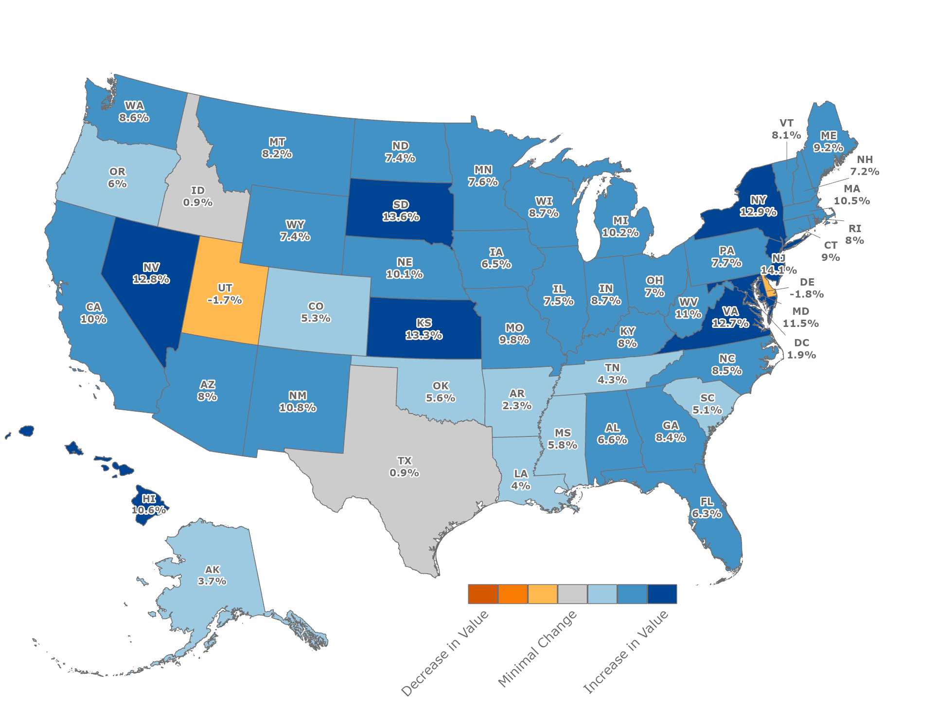 Year-Over-Year Changes in Median Appraised Values for Refinance Appraisals (2023Q1–2024Q1)