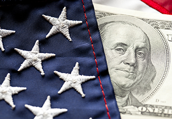 money with american flag