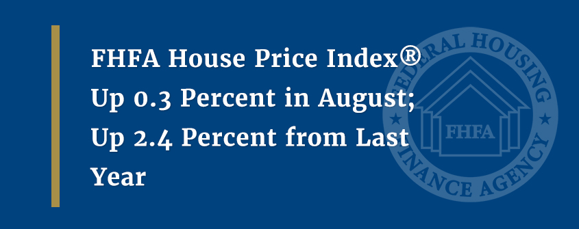 FHFA House Price Index® Up 0.3 Percent in August; Up 2.4 Percent from Last Year