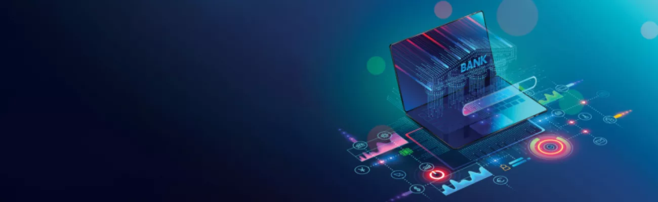 Laptop with various financial graph overlay